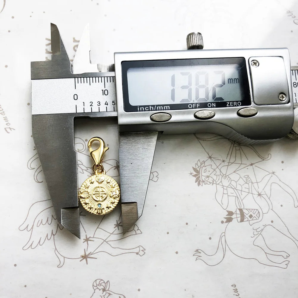 Damen-Charm-Anhänger Glücksmünze golden Vintage II aus Sterlingsilber
