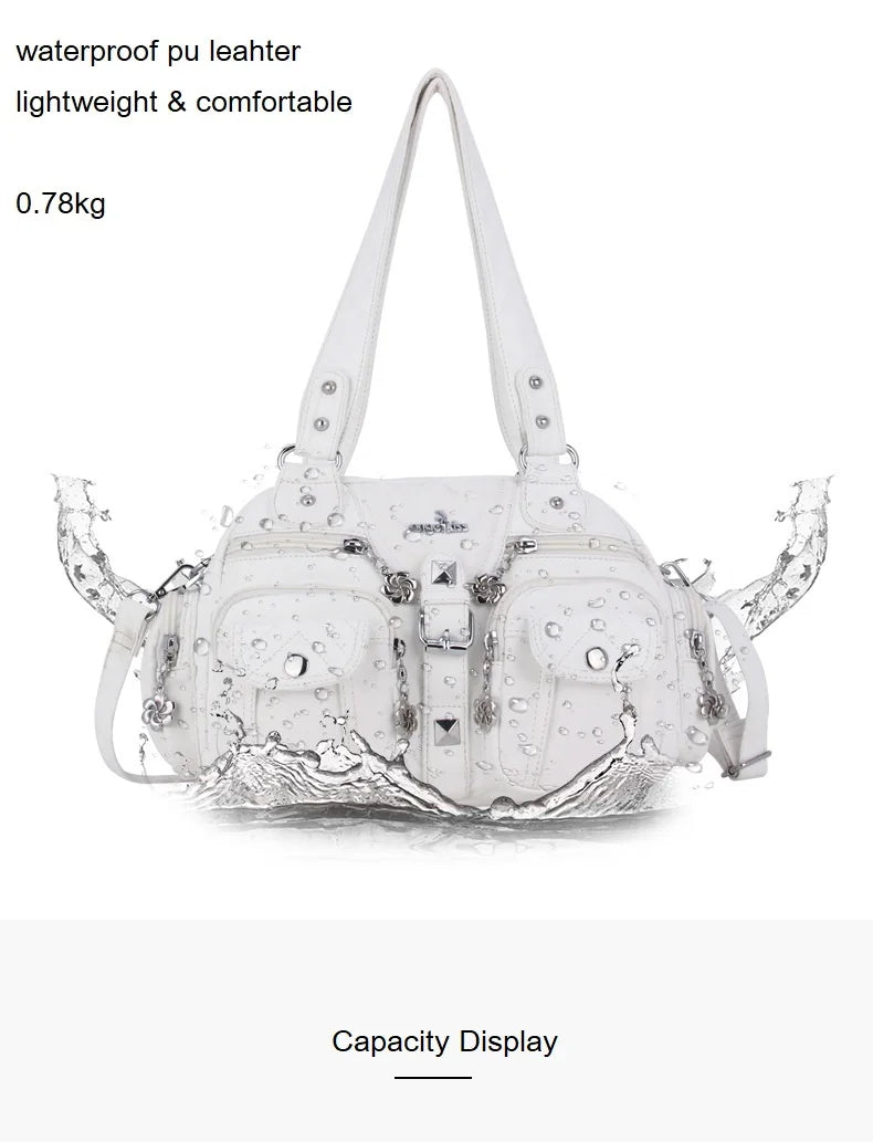 Damen-Schultertasche aus PU-Leder in kompakter Bauweise mit Angenehmer Haptik und Mehrfachfächern
