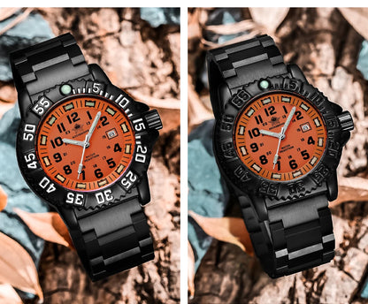 Herren-Sportquarzuhr mit Leuchtzeigern und Nylonarmband