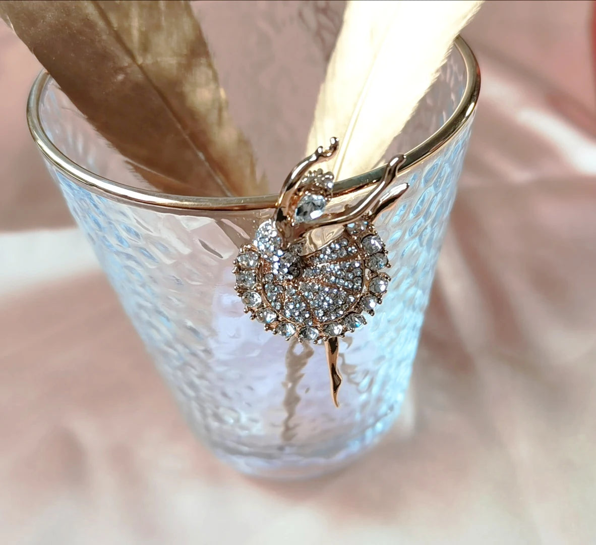 Brosche Ballett Tänzerin Strass Goldfarbig Hijab Pins Anmutig Damen