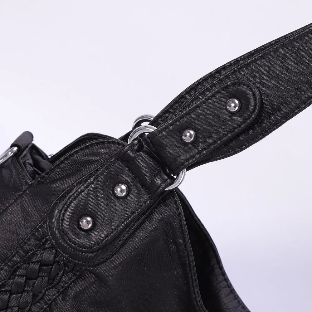 Damen-Schultertasche Silber PU-Leder mit Mehrfachfächern für Alltag und Freizeit