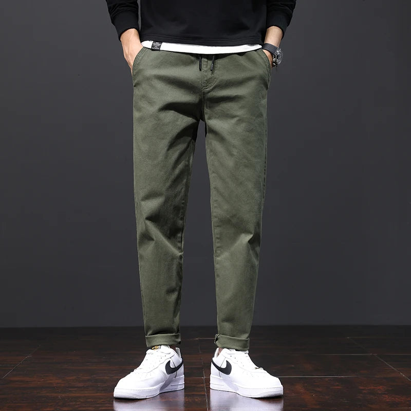 Herren Hose aus Baumwolle im Casual-Stil mit gerader Passform und Taschen