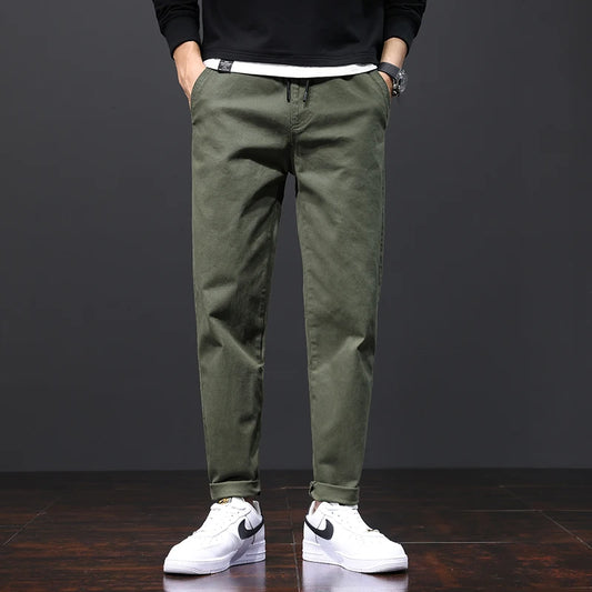 Herren Hose aus Baumwolle im Casual-Stil mit gerader Passform und Taschen