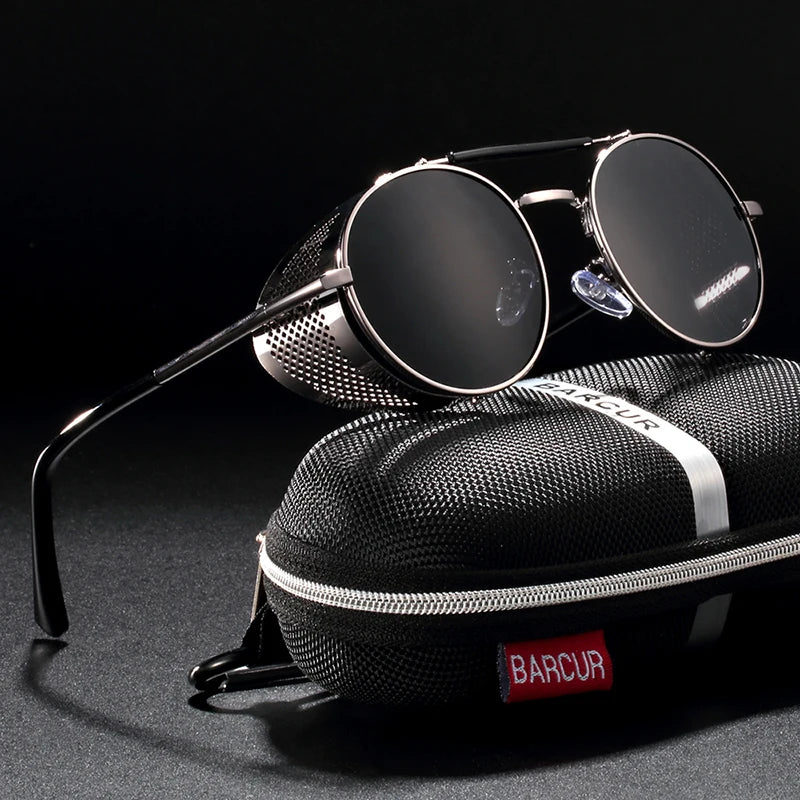 Sonnenbrille Steampunk rund polarisiert UV400 Vintage Herren Damen