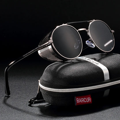 Sonnenbrille Steampunk rund polarisiert UV400 Vintage Herren Damen