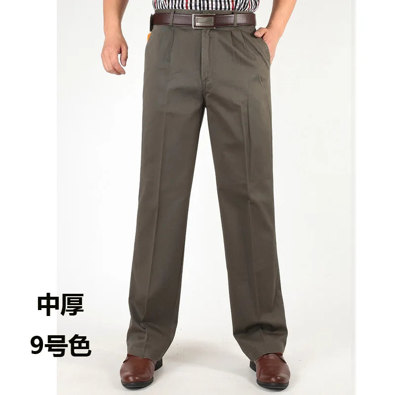 Männer Casual Hosen aus einfarbiger Baumwolle mit hohem Bund und Taschen