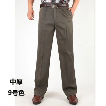 Männer Casual Hosen aus einfarbiger Baumwolle mit hohem Bund und Taschen