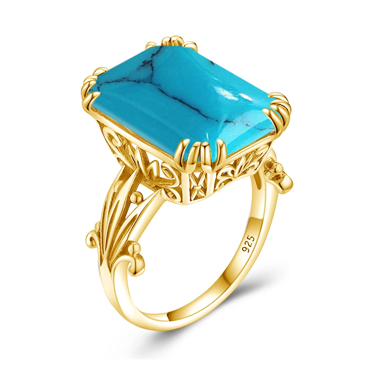 Damen-Ring aus 925er Silber mit großem rechteckigem Citrinstein für eleganten Alltagslook