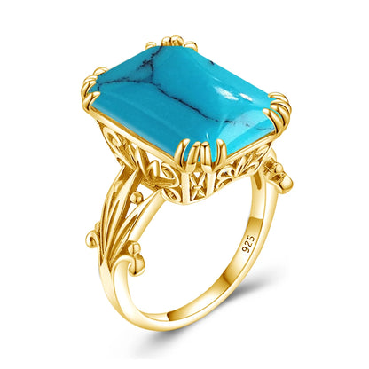 Damen-Ring aus 925er Silber mit großem rechteckigem Citrinstein für eleganten Alltagslook