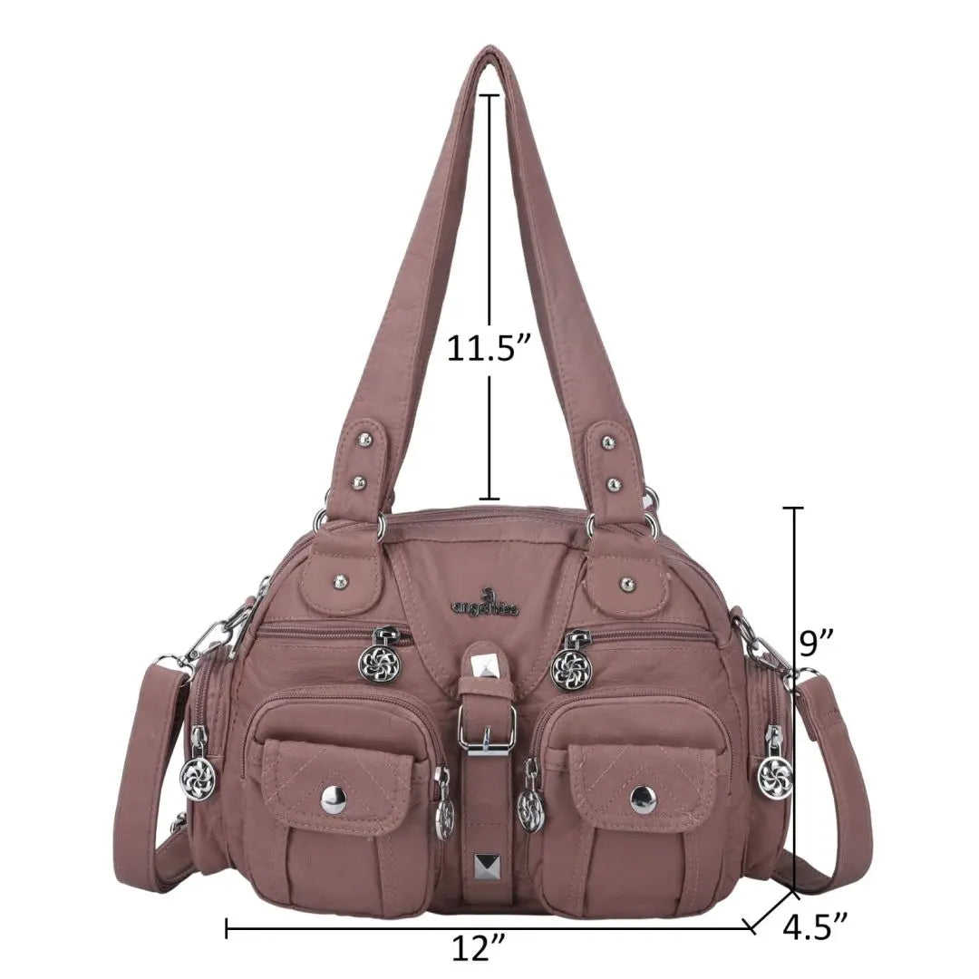 Damen-Schultertasche aus PU-Leder in kompakter Bauweise mit Angenehmer Haptik und Mehrfachfächern