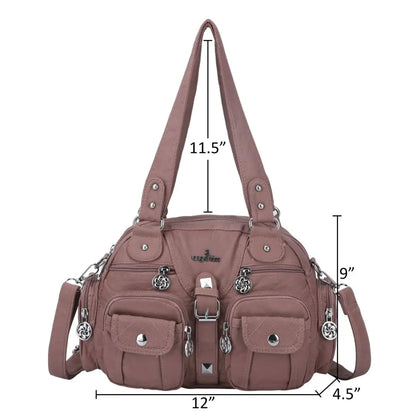 Damen-Schultertasche aus PU-Leder in kompakter Bauweise mit Angenehmer Haptik und Mehrfachfächern