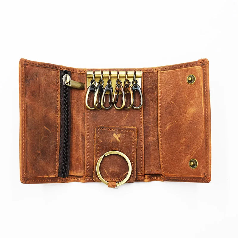 Unisex-Schlüsselmappe Multifunktionaler Organizer aus echtem Rindsleder Kompakt und Praktisch