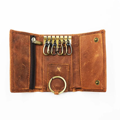 Unisex-Schlüsselmappe Multifunktionaler Organizer aus echtem Rindsleder Kompakt und Praktisch