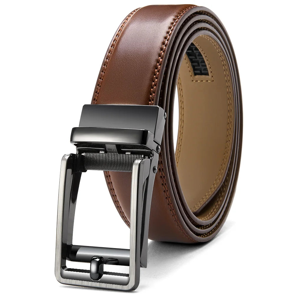 Herren Echtleder-Gürtel 3,5 cm Automatik-Schnalle Rindsleder Business Casual