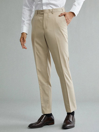 Herrenanzüge aus 65 % Wolle, Khaki, lässig, schmal, Übergröße 42, Hochzeit, Bräutigam, Freizeitkleidung, Business-Mann-Hose