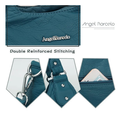 Damen-Schultertasche aus PU-Leder mit Reißverschluss und Mehrfachfächern Kompakter Alltagsbegleiter