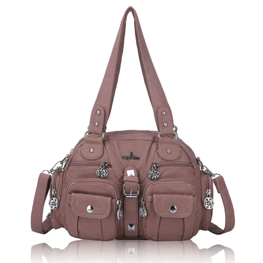 Damen-Schultertasche aus PU-Leder in kompakter Bauweise mit Angenehmer Haptik und Mehrfachfächern