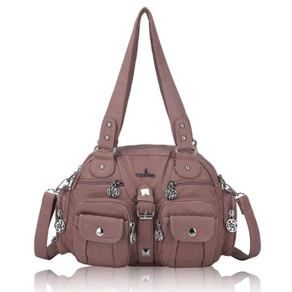 Damen-Schultertasche aus PU-Leder in kompakter Bauweise mit Angenehmer Haptik und Mehrfachfächern