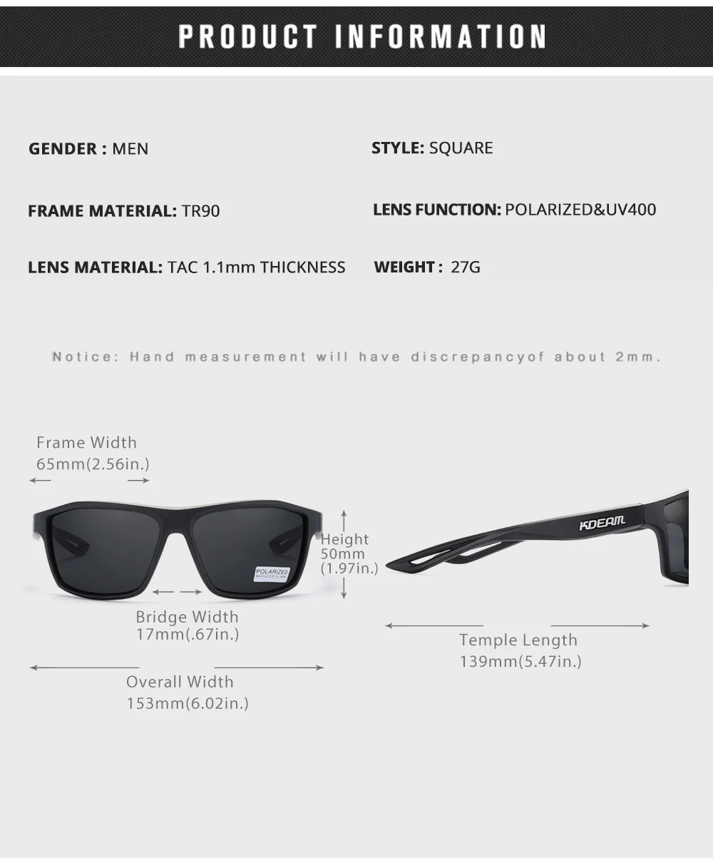 Sonnenbrille quadratisch polarisiert 65mm Outdoor Angeln Sport Herren
