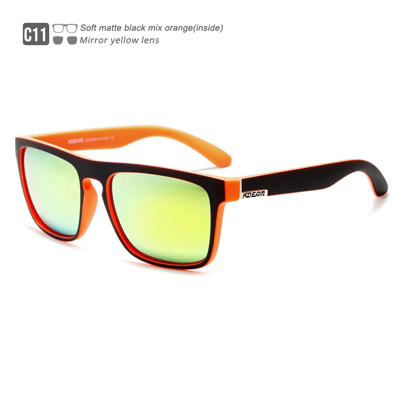 Sonnenbrille quadratisch flaches Top polarisiert Spiegel Hartschale Herren