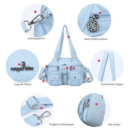 Damen-Schultertasche aus PU-Leder in kompakter Bauweise mit Angenehmer Haptik und Mehrfachfächern