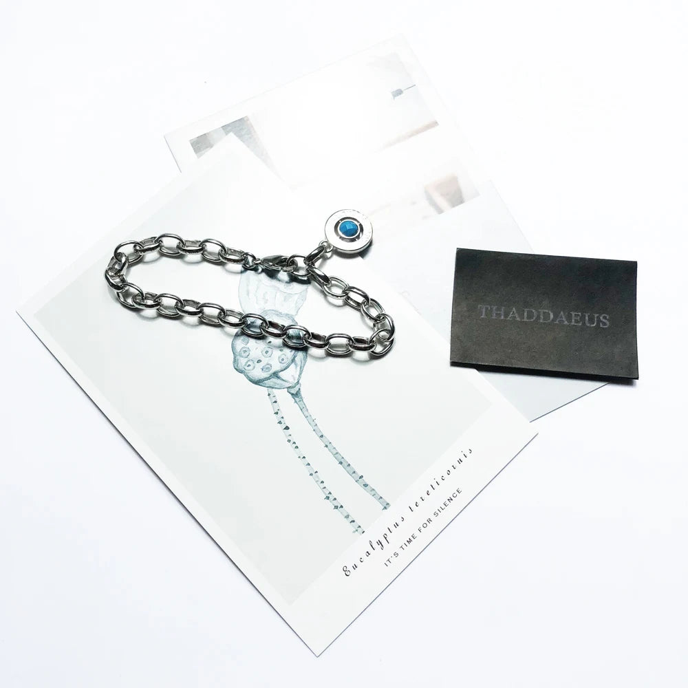 Damen-Armband blau Gliederkette Herbst Club aus Sterlingsilber