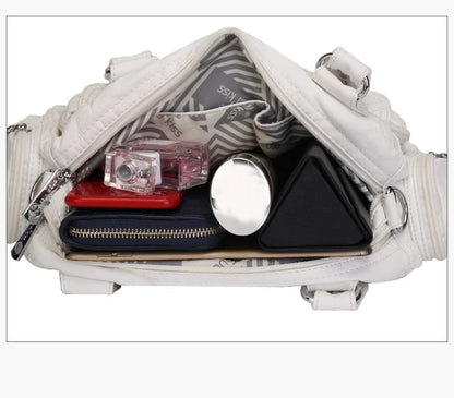 Damen-Schultertasche Aus PU-Leder Mit Mehrfachfächern Praktisch Und Elegant Vintage-Stil