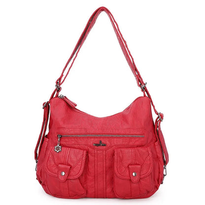 Damen-Schultertasche Aus Weichem PU-Lederimitat Mit Innenfach Und Reißverschluss Alltag Und Shopping