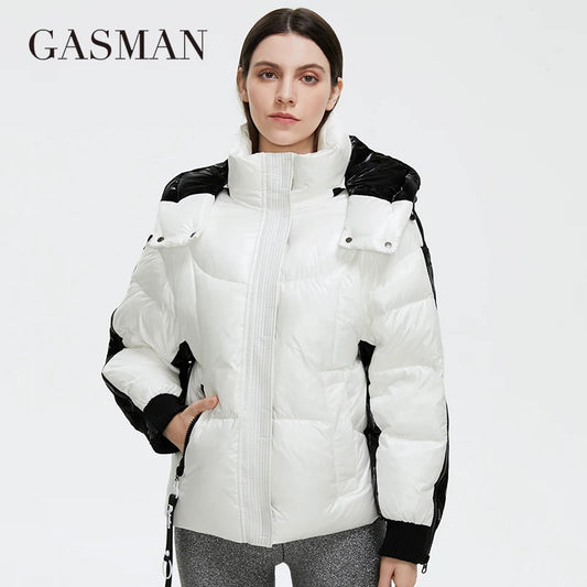 Dicke blaue Damen-Winterjacke mit Kapuze – modischer Daunenmantel für Frühling und Herbst, warm und biologisch.