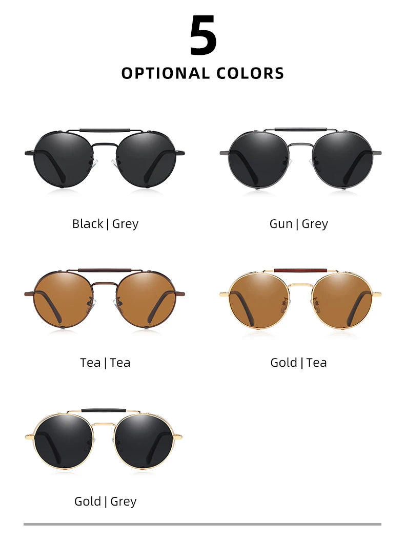 Sonnenbrille Steampunk rund polarisiert UV400 Vintage Herren Damen