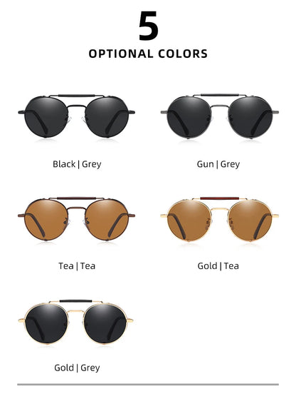 Sonnenbrille Steampunk rund polarisiert UV400 Vintage Herren Damen