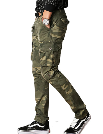 Herren Cargo Hose im militärischen Stil mit mehreren Taschen und Tarnung