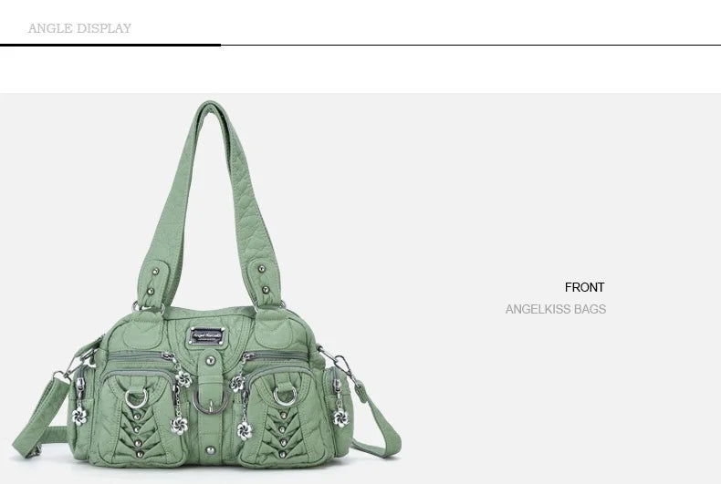 Damen-Satchel-Handtasche aus PU-Leder mit Reißverschluss und viel Stauraum für Alltag und Freizeit