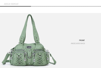 Damen-Satchel-Handtasche aus PU-Leder mit Reißverschluss und viel Stauraum für Alltag und Freizeit