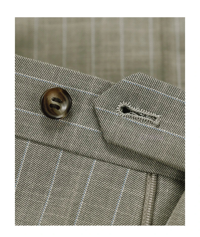 Männer Kleidung Khaki Streifen Freizeit Anzüge Hosen 2025, Herbst Business Mann Casual Stil Plus Größe 42, Hochzeit Bräutigam Kleid Hosen