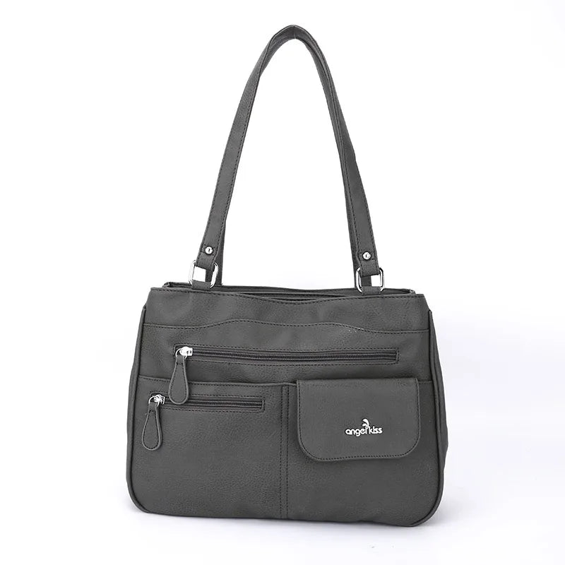 Damen-Handtasche Vintage Schultertasche mit Mehrfachfächern und große Kapazität für iPad und Smartphone