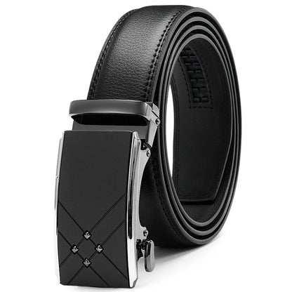 Herren Echtleder-Gürtel Luxus 3,5 cm Automatik-Schnalle Rindsleder Verstellbar