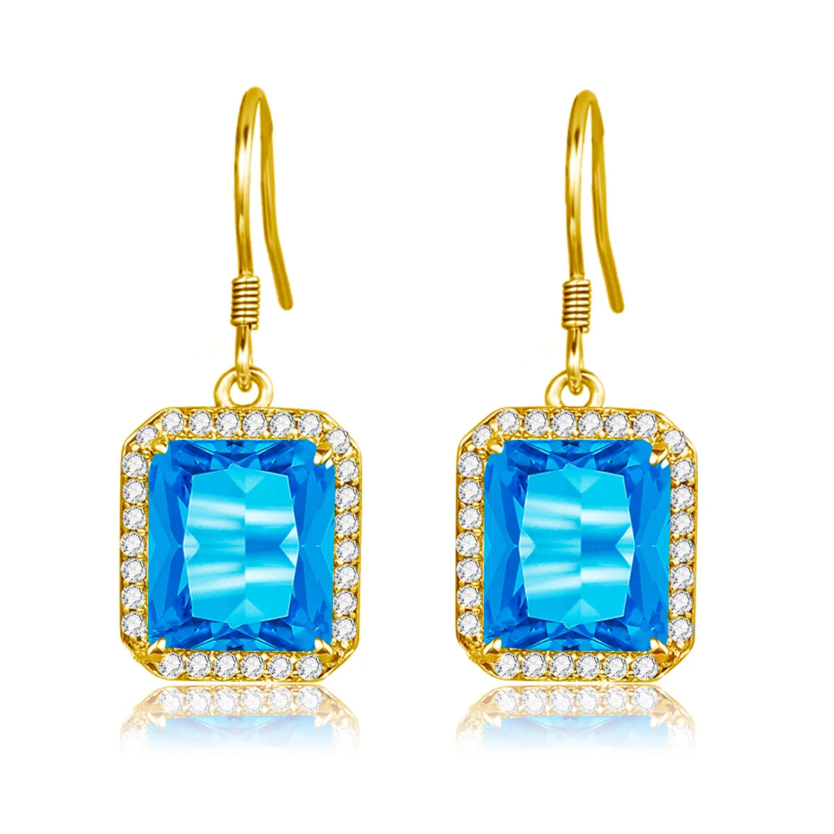 Damen-Ohrhänger Tropfenform Mit Blauem Topas Aus Silber 925 Hochwertiger Brautschmuck