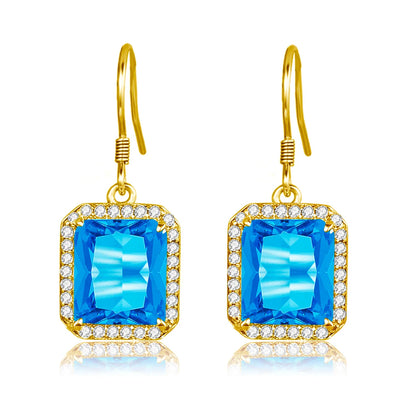 Damen-Ohrhänger Tropfenform Mit Blauem Topas Aus Silber 925 Hochwertiger Brautschmuck