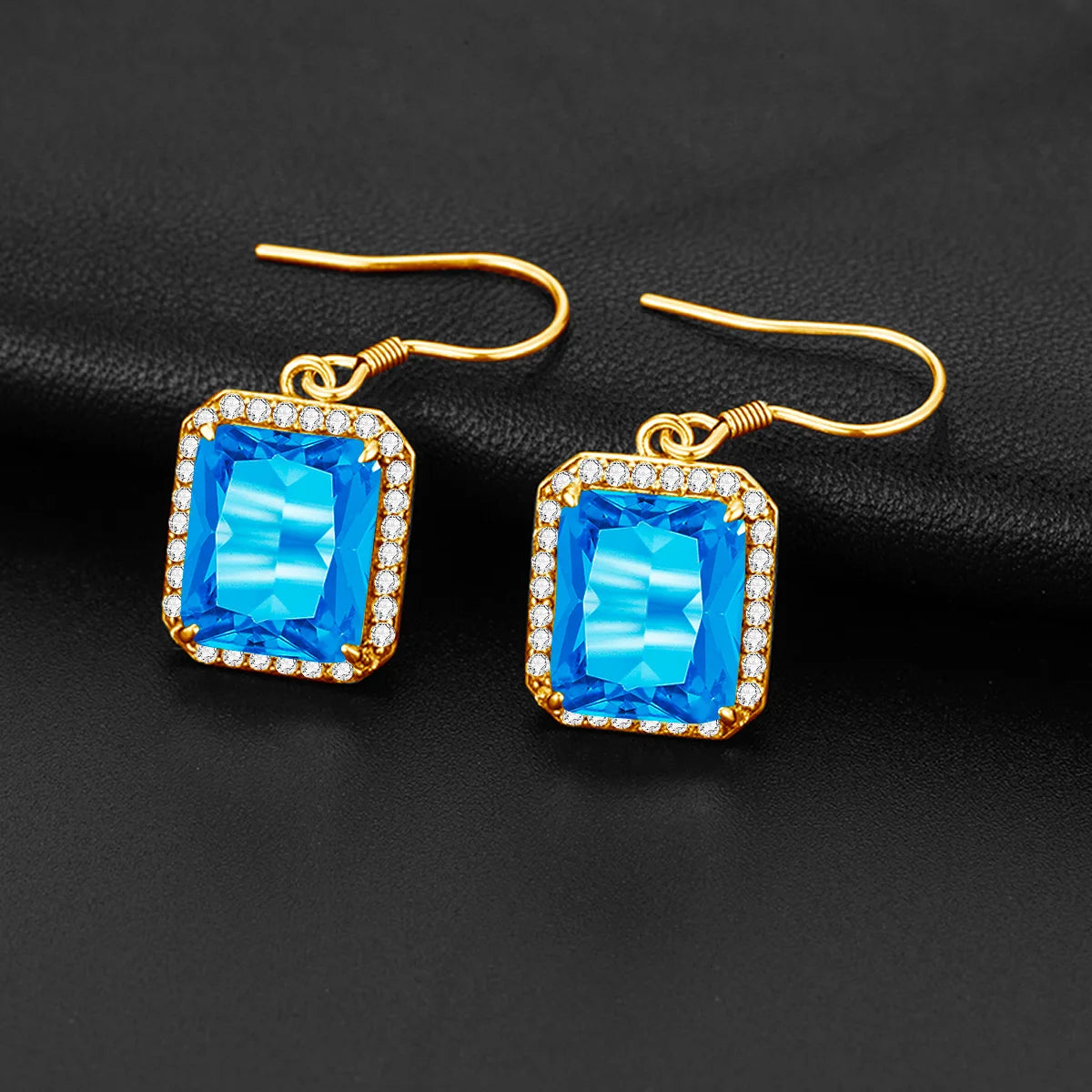 Damen-Ohrhänger Tropfenform Mit Blauem Topas Aus Silber 925 Hochwertiger Brautschmuck