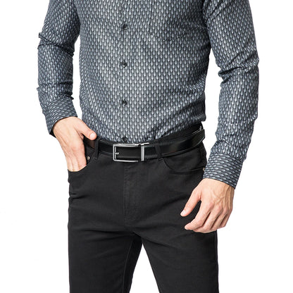 Herren Echtleder-Gürtel 3,5 cm Automatik-Schnalle Rindsleder Business Casual
