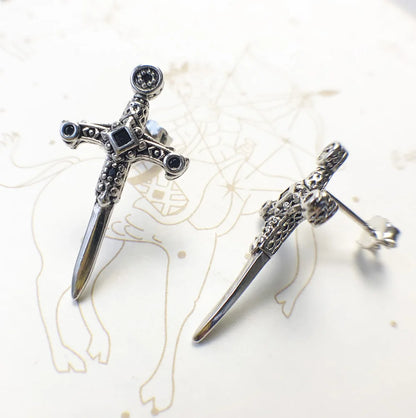 Damen-Ohrstecker Schwerter Fantasy Vintage aus Sterlingsilber