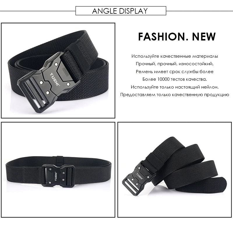 Herren-Taktischer Gürtel aus 1200D Nylon mit Schnellverschluss und robuster Metall-Schnalle, Breite 3,8 cm