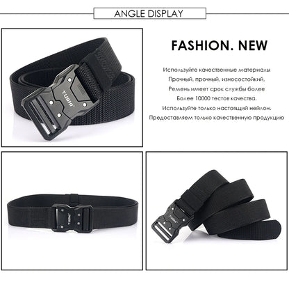 Herren-Taktischer Gürtel aus 1200D Nylon mit Schnellverschluss und robuster Metall-Schnalle, Breite 3,8 cm