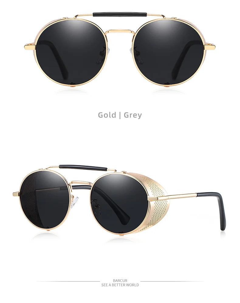 Sonnenbrille Steampunk rund polarisiert UV400 Vintage Herren Damen