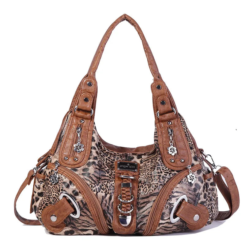 Damen-Handtasche Mit Leopardenmuster Und Obergriff Top-Handle Für Alltag Und Freizeit Stilvoll