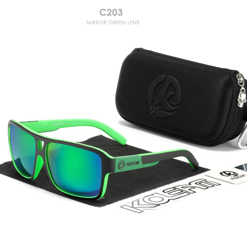 Sonnenbrille quadratisch übergroß polarisiert Blitzspiegel Hartbox Herren