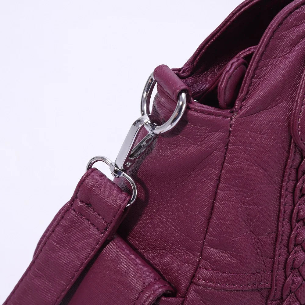 Damen-Schultertasche Aus PU-Leder Mit Reißverschluss Und Innenfächern Großes Stauraumvolumen