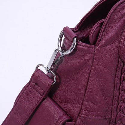 Damen-Schultertasche Aus PU-Leder Mit Reißverschluss Und Innenfächern Großes Stauraumvolumen
