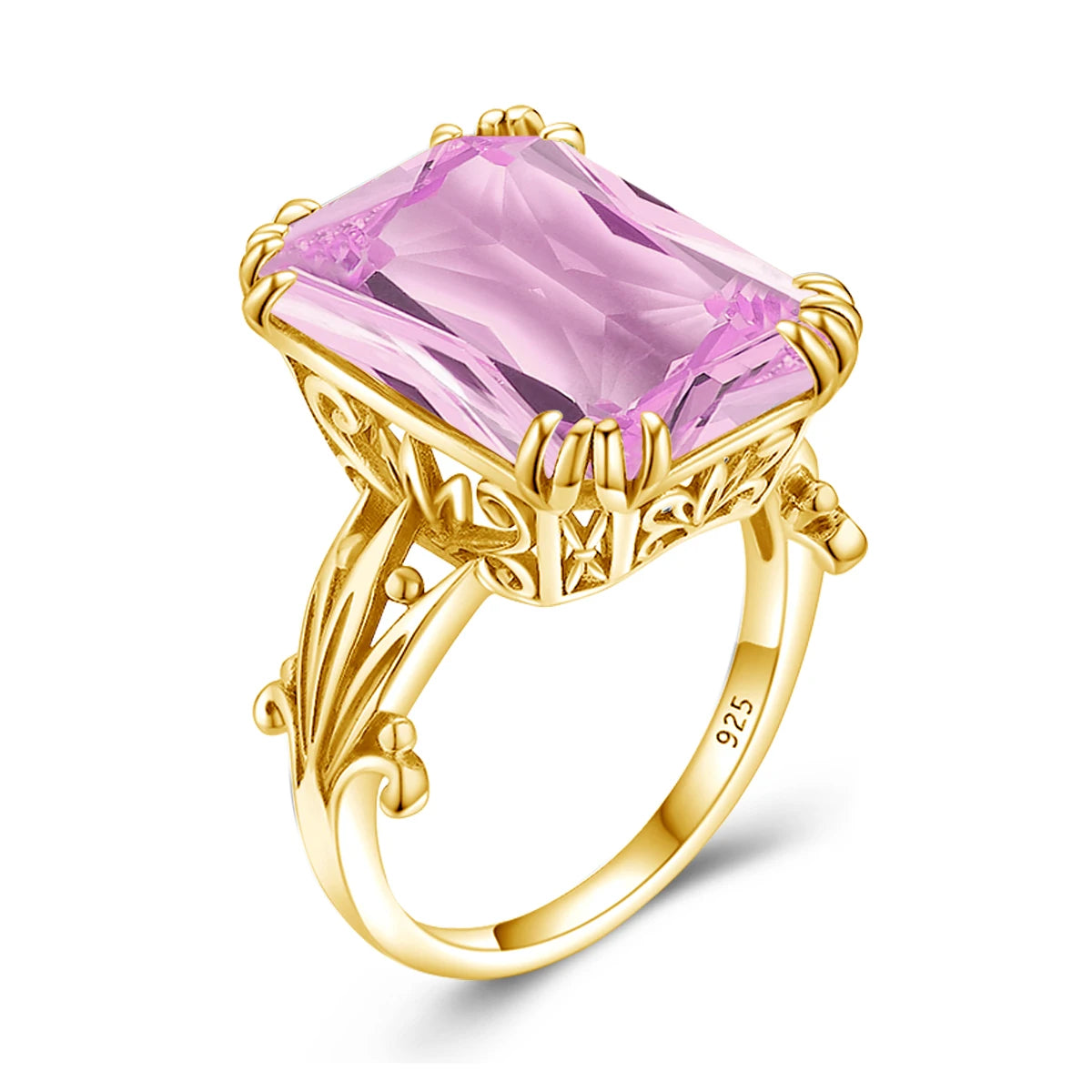Damen-Ring aus 925er Silber mit großem rechteckigem Citrinstein für eleganten Alltagslook